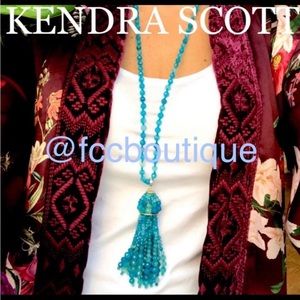 KENDRA SCOTT Sylvia long TASSEL pendant necklace in Teal Agate